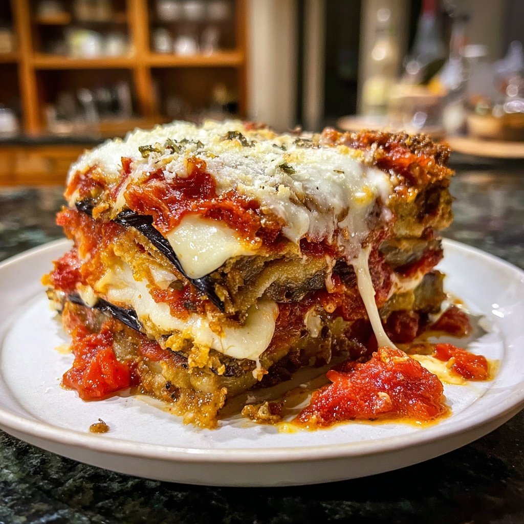 Baked Eggplant Tomato Mozzarella Stack