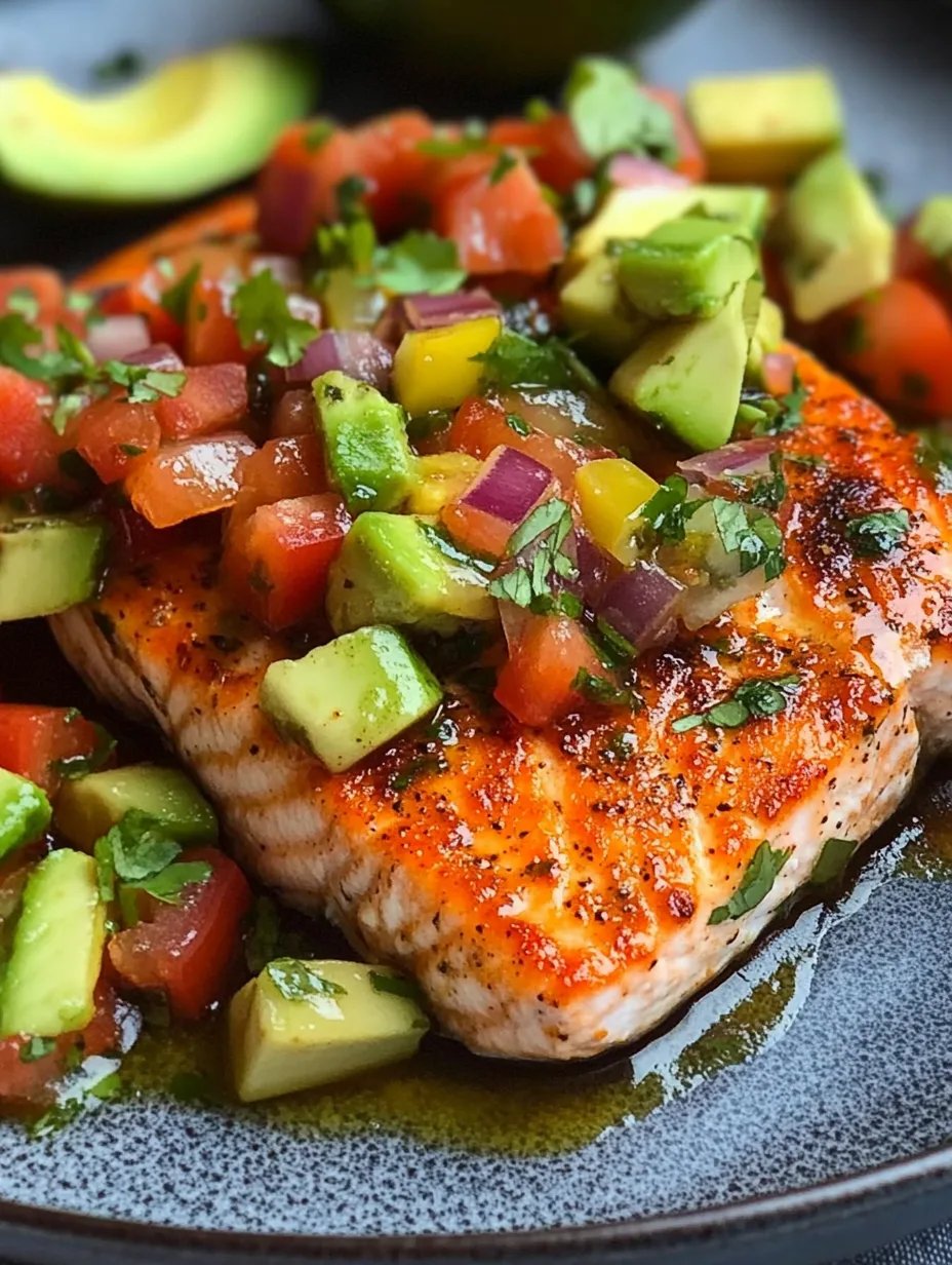 Baked Cilantro Lime Salmon with Avocado Salsa