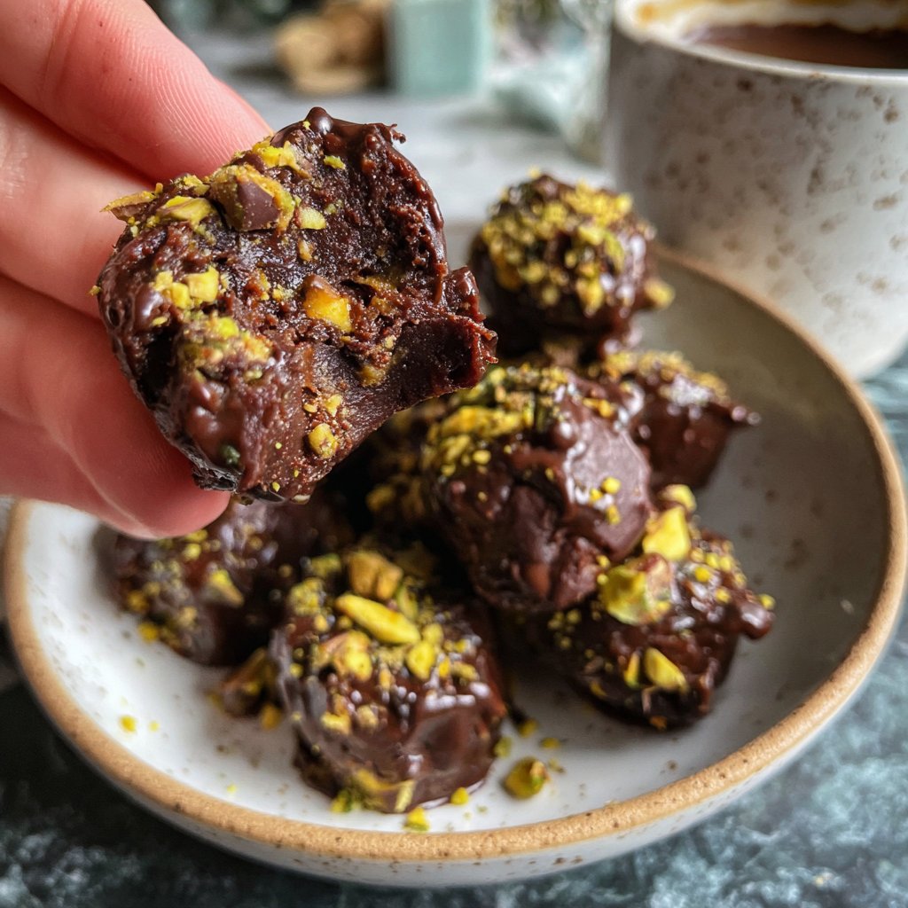 Chocolate Pistachio Fudge Bites