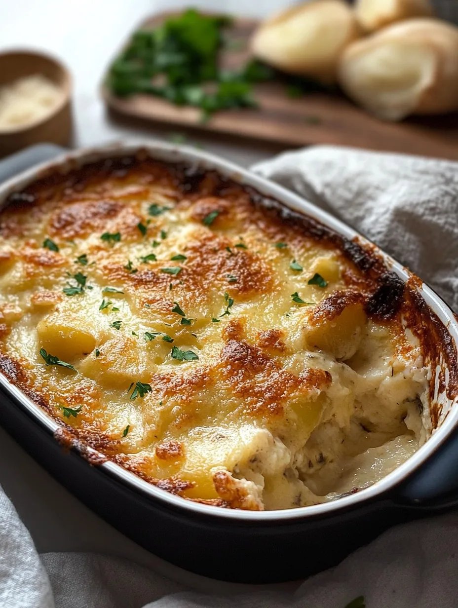 Roasted Garlic Potatoes au Gratin