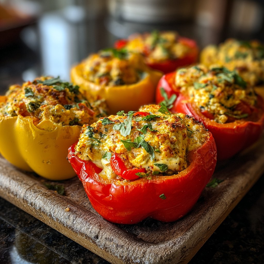 Mediterranean White Bean Stuffed Peppers