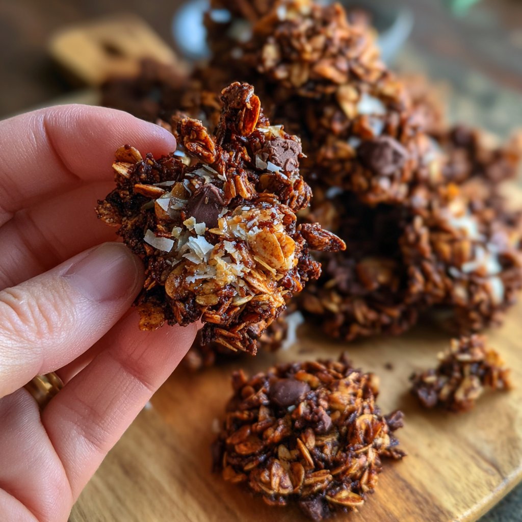 Chocolate Almond Coconut Granola Clusters