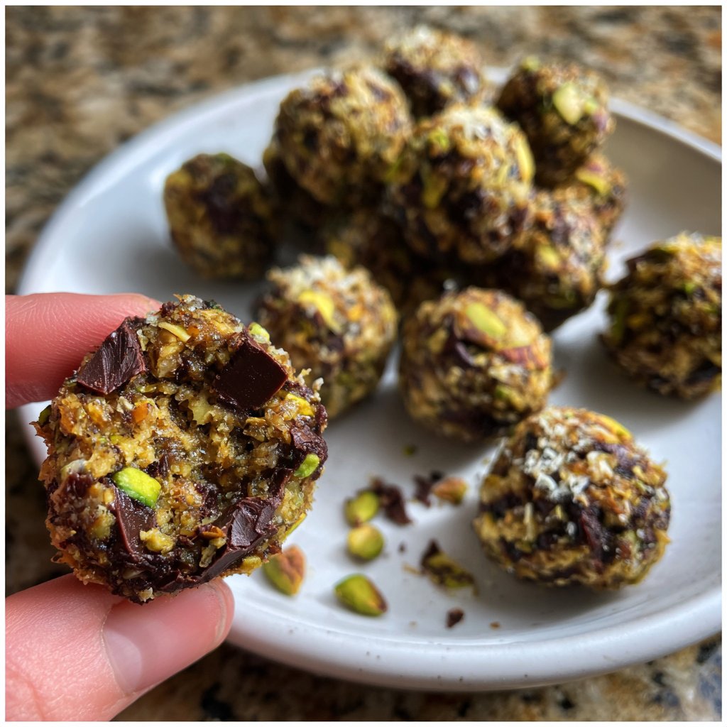 Chocolate Pistachio Coconut Bites