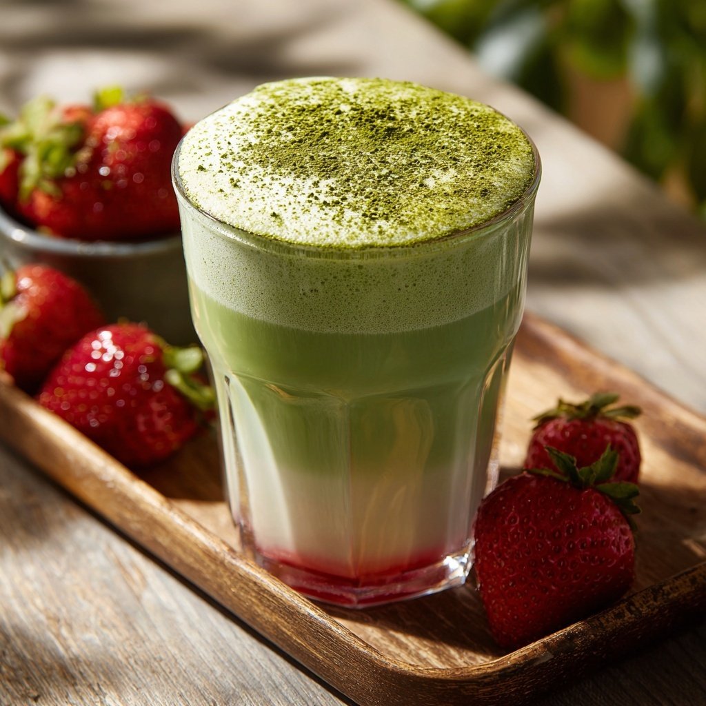Strawberry Matcha Latte With Coconut Milk