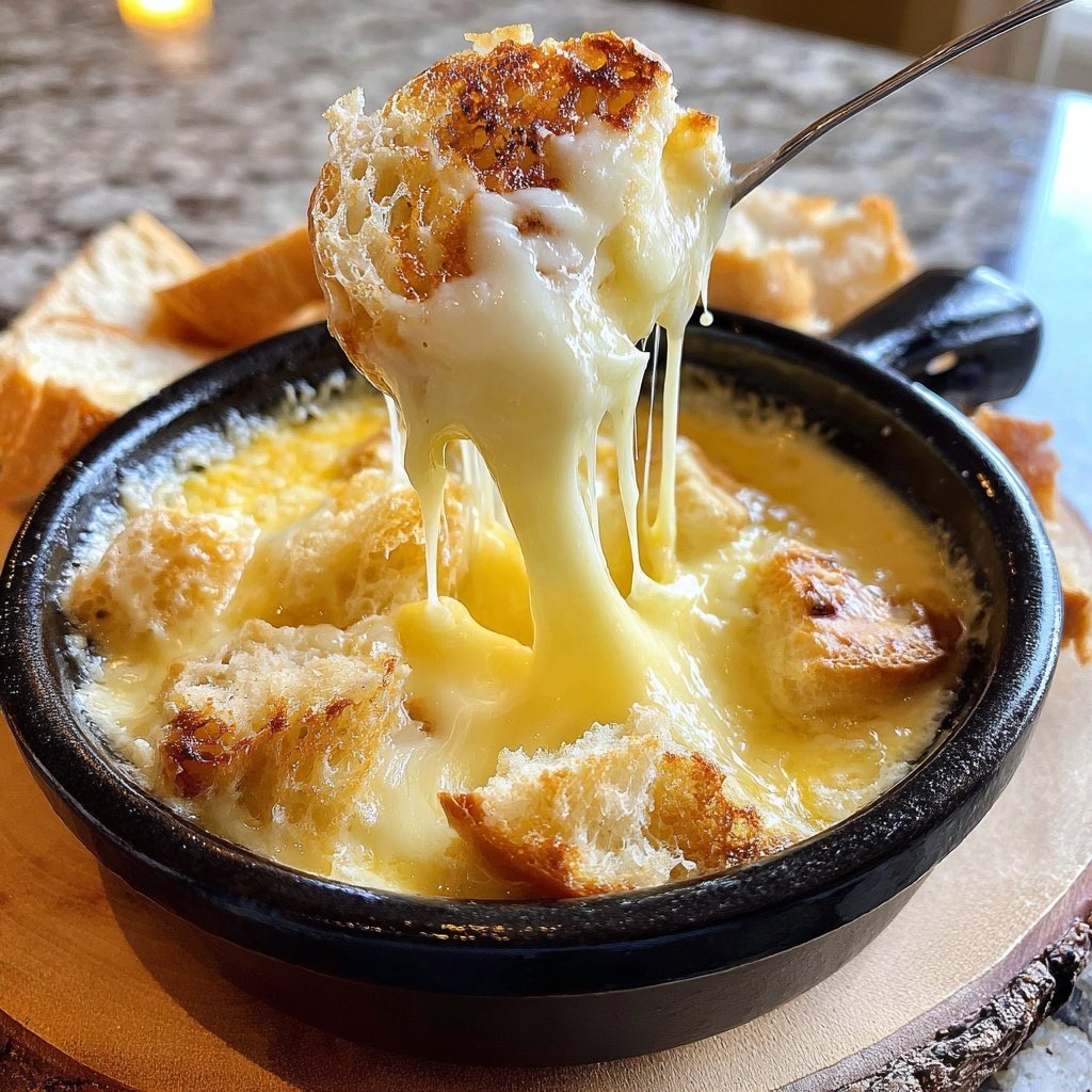 Fondue with Swiss Cheese and Garlic