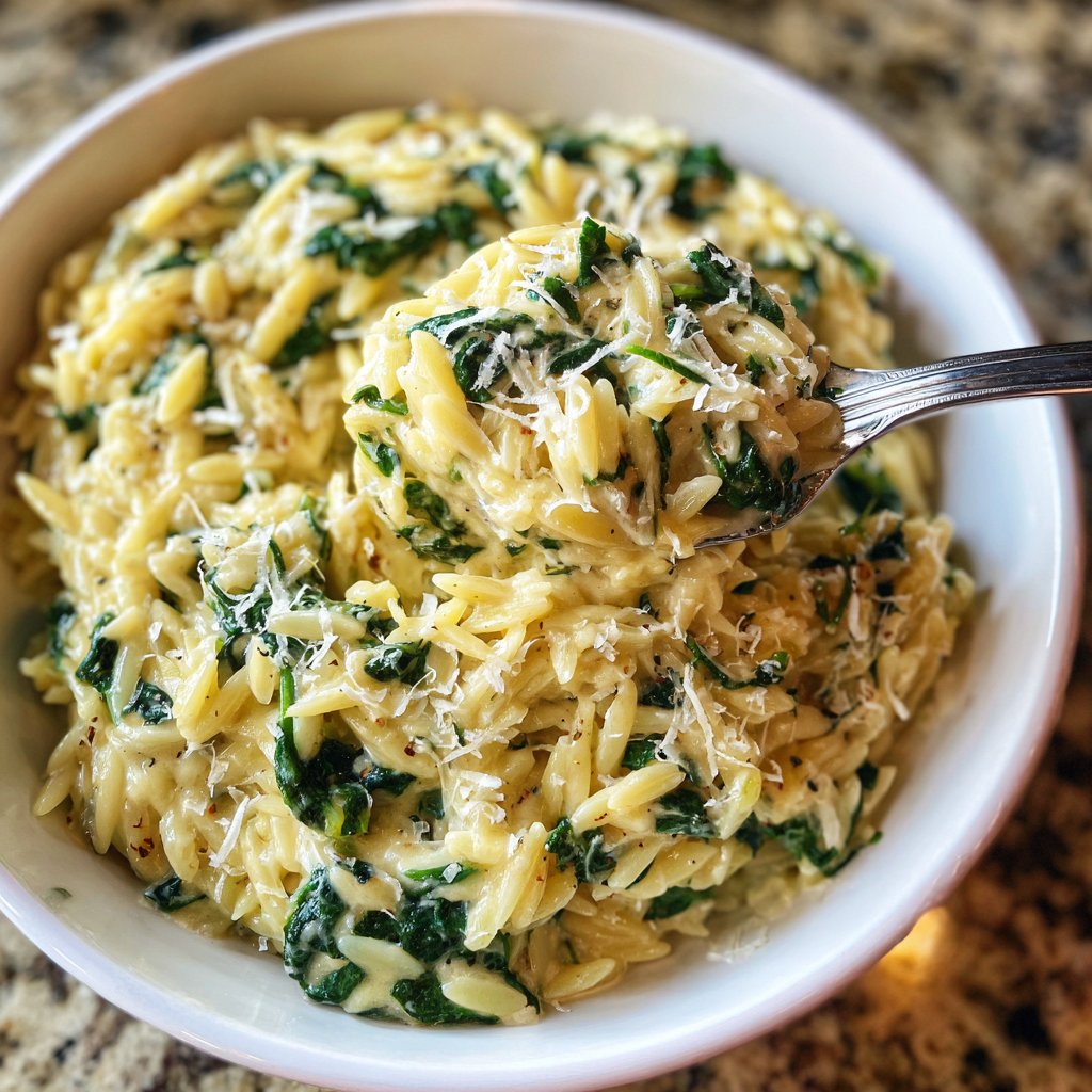 Creamy Spinach Parmesan Orzo