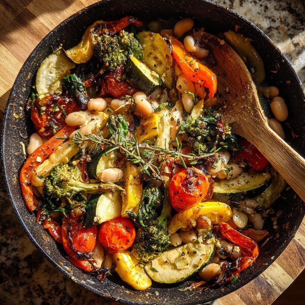 Roasted Veggie White Bean Skillet