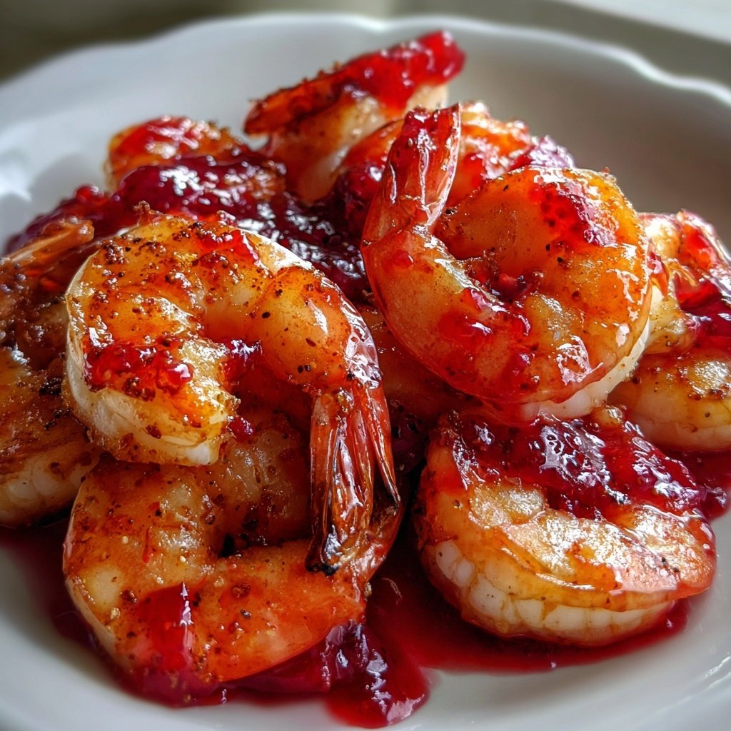 Shrimp with Strawberry Chili Glaze