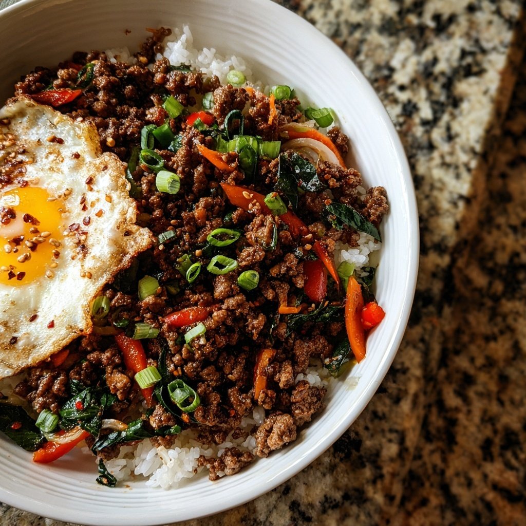 Quick Easy Korean Ground Beef Bowl