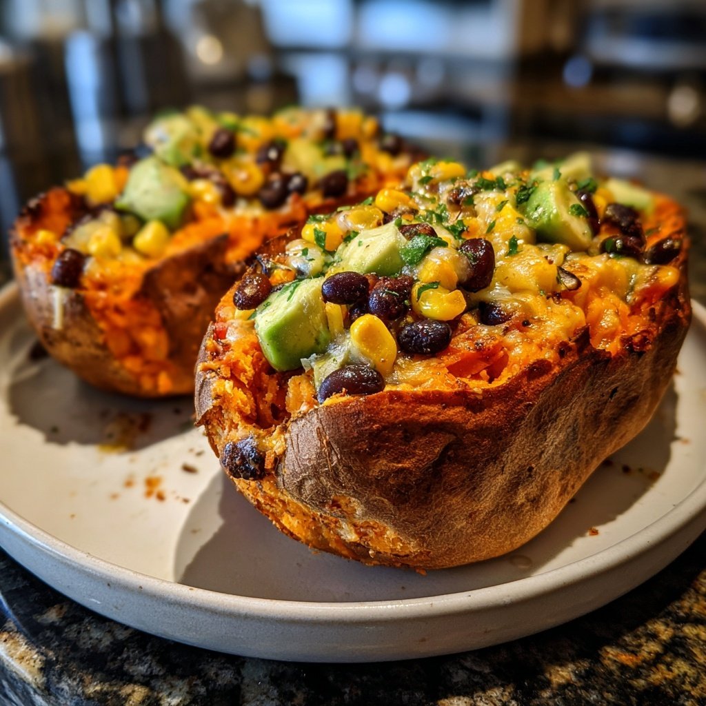 Baked Sweet Potato Veggie Boats