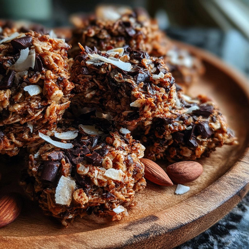 Chocolate Almond Coconut Granola Bites
